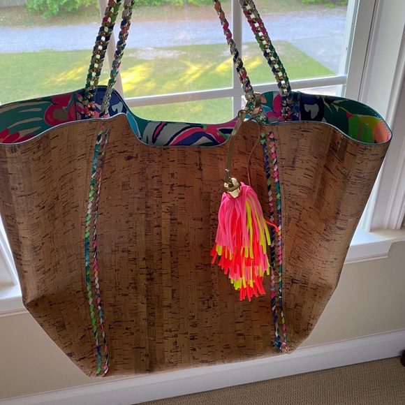 Lilly Pulitzer Oversized Tote with Pom Poms - Picture 5 of 8